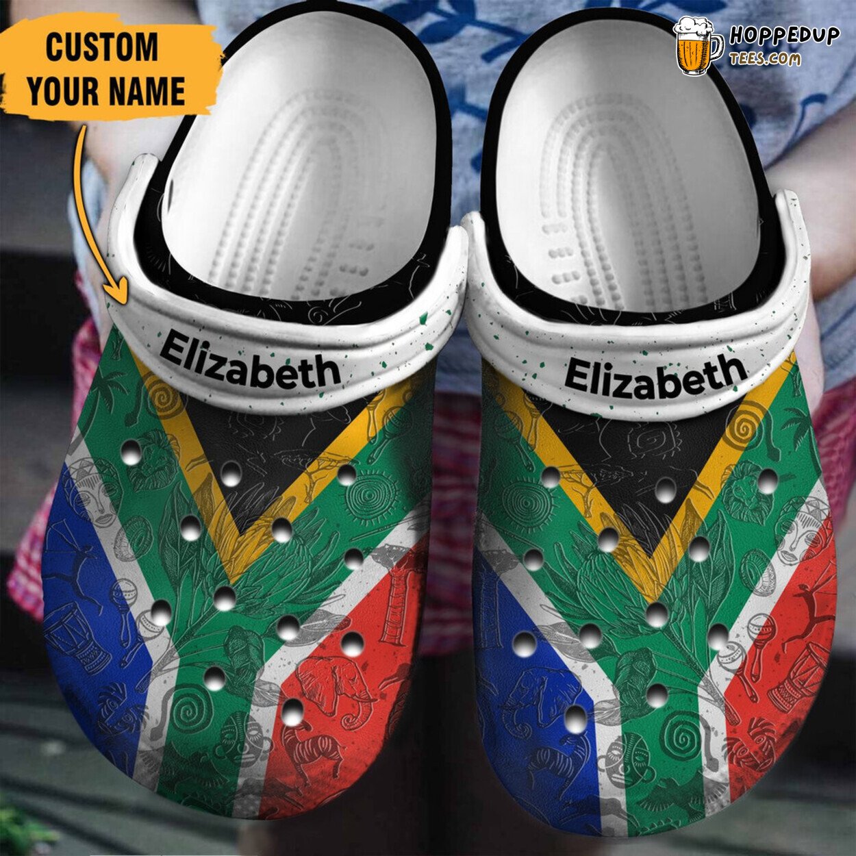 South African Flag Themed Classic Water Rubber Clog Shoes Comfy National Pride