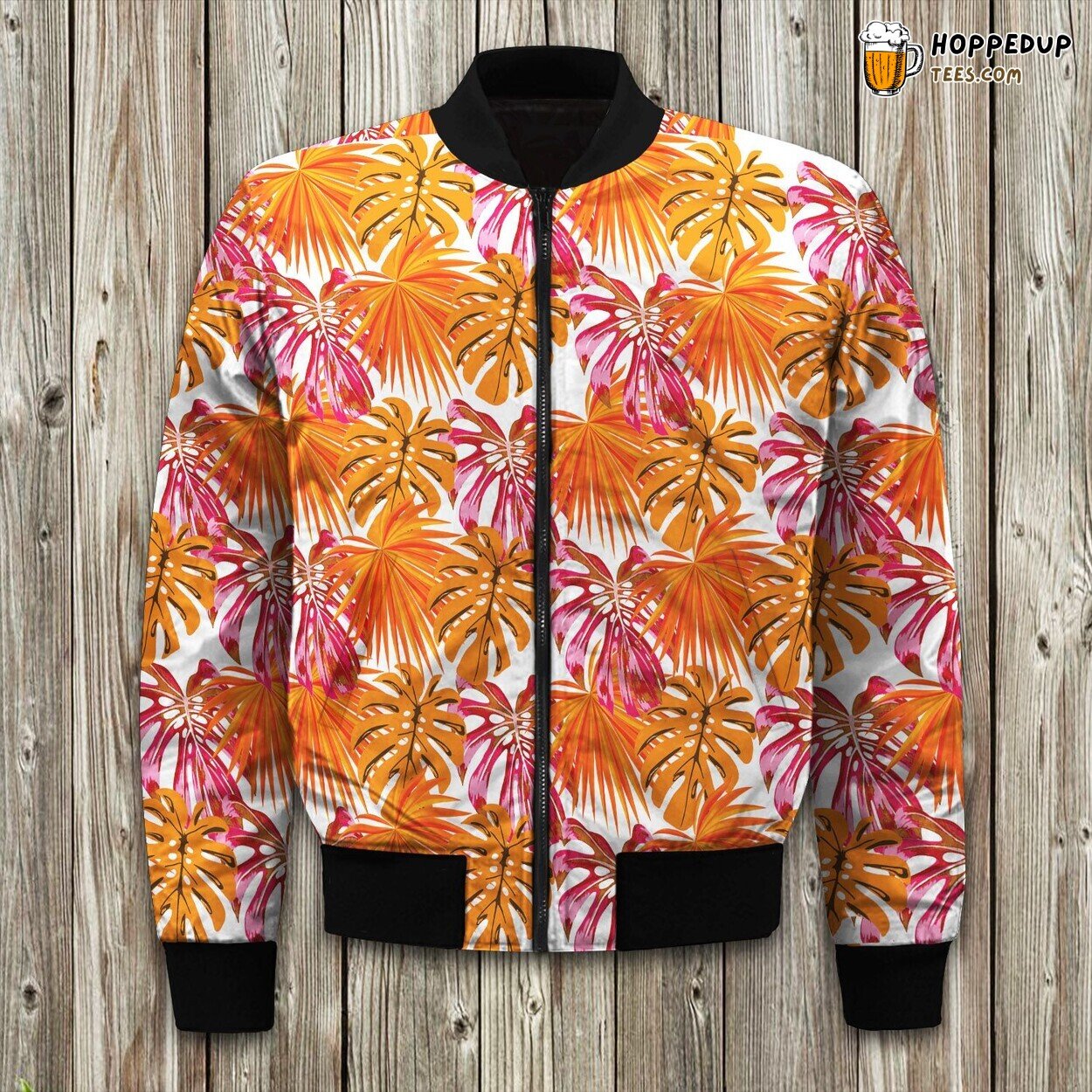 South Beach Tropical Pink And Orange Bomber Jacket