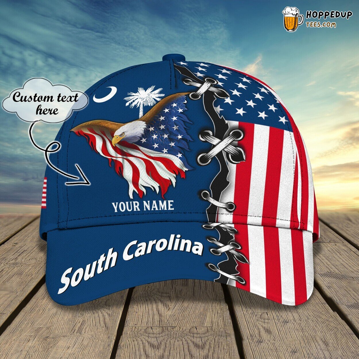 South Carolina Theme 3D Classic Cap Personalized Name Unique Elegant Design