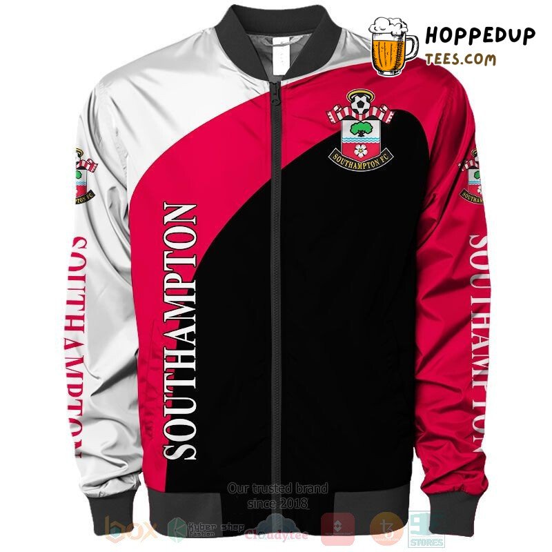 Southampton FC Tri-Color White Red Black Bomber Jacket Edition