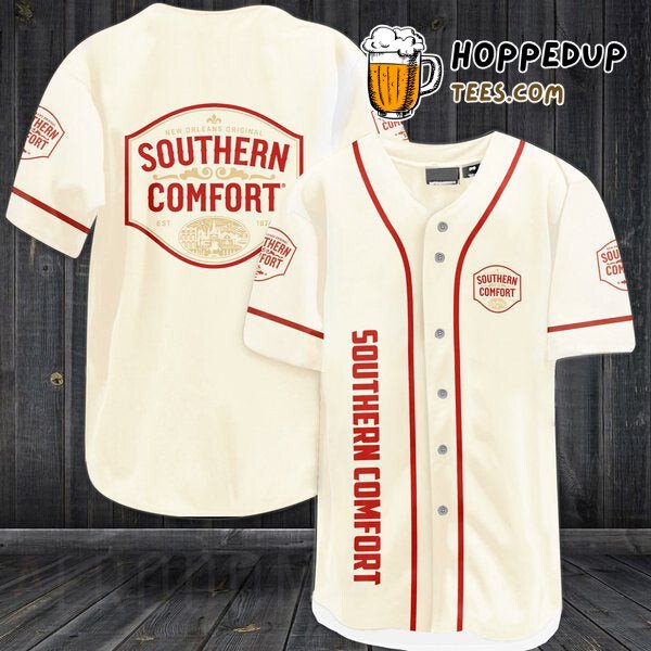 Southern Comfort Themed Beige Baseball Jersey Unique Distinctive Look