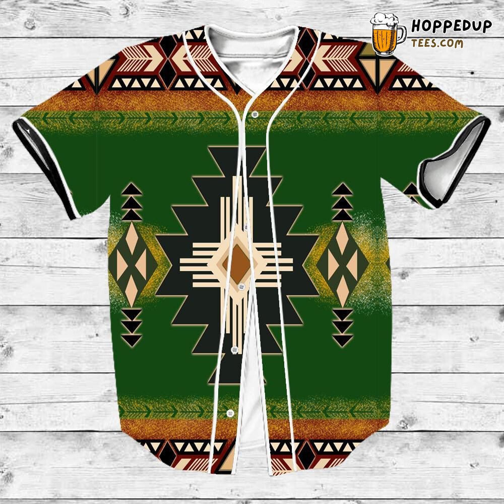 Southwest Green Symbol Native American Baseball Tee Jersey Shirts 3D