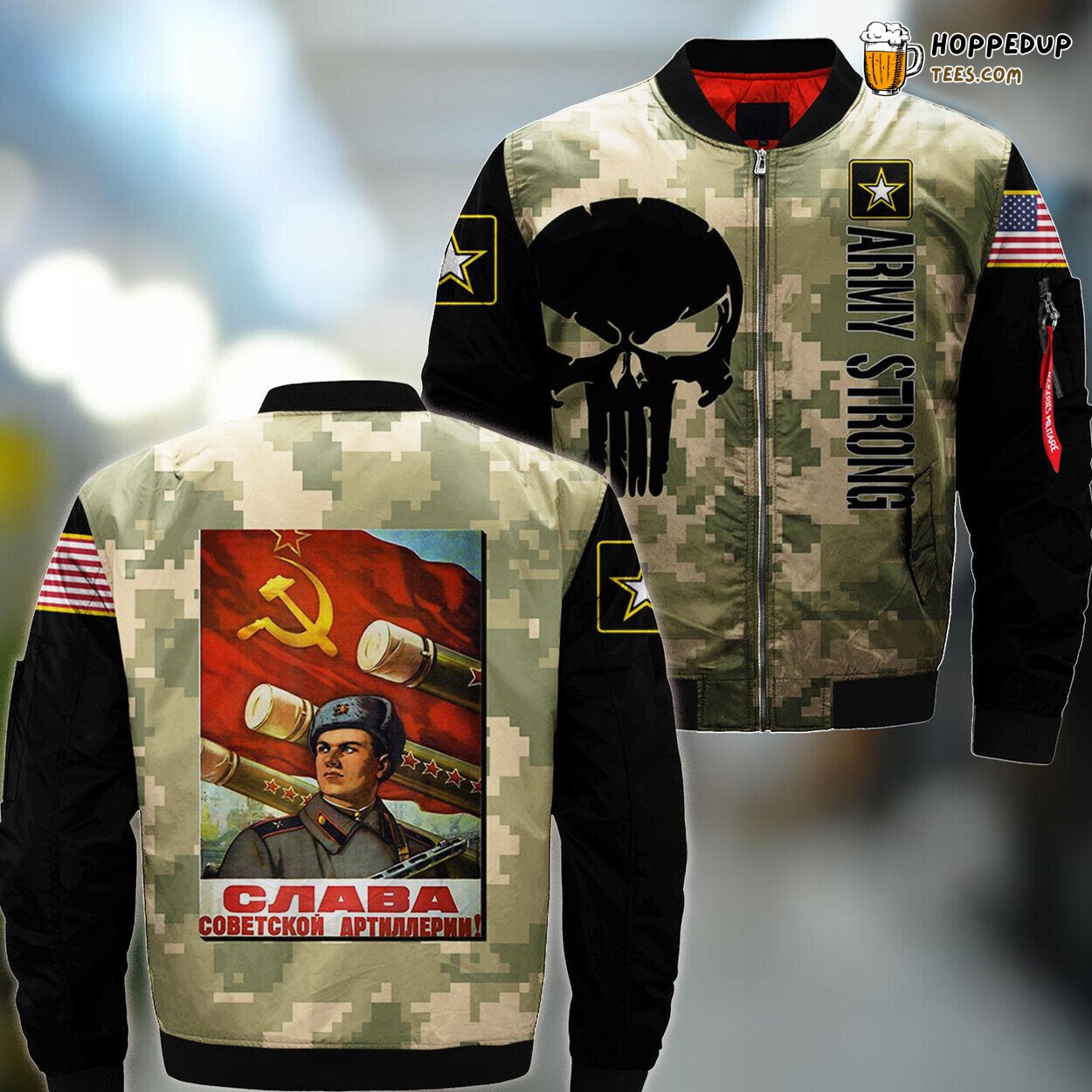 Soviet USSR Vintage Propaganda Artillery Army Bomber Jacket