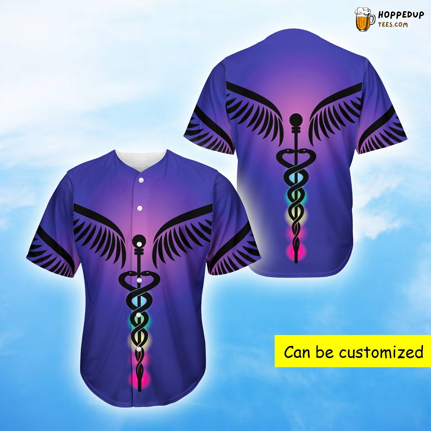 Spiritual 7 Chakras Caduceus Symbol 3D Printed Baseball Jersey