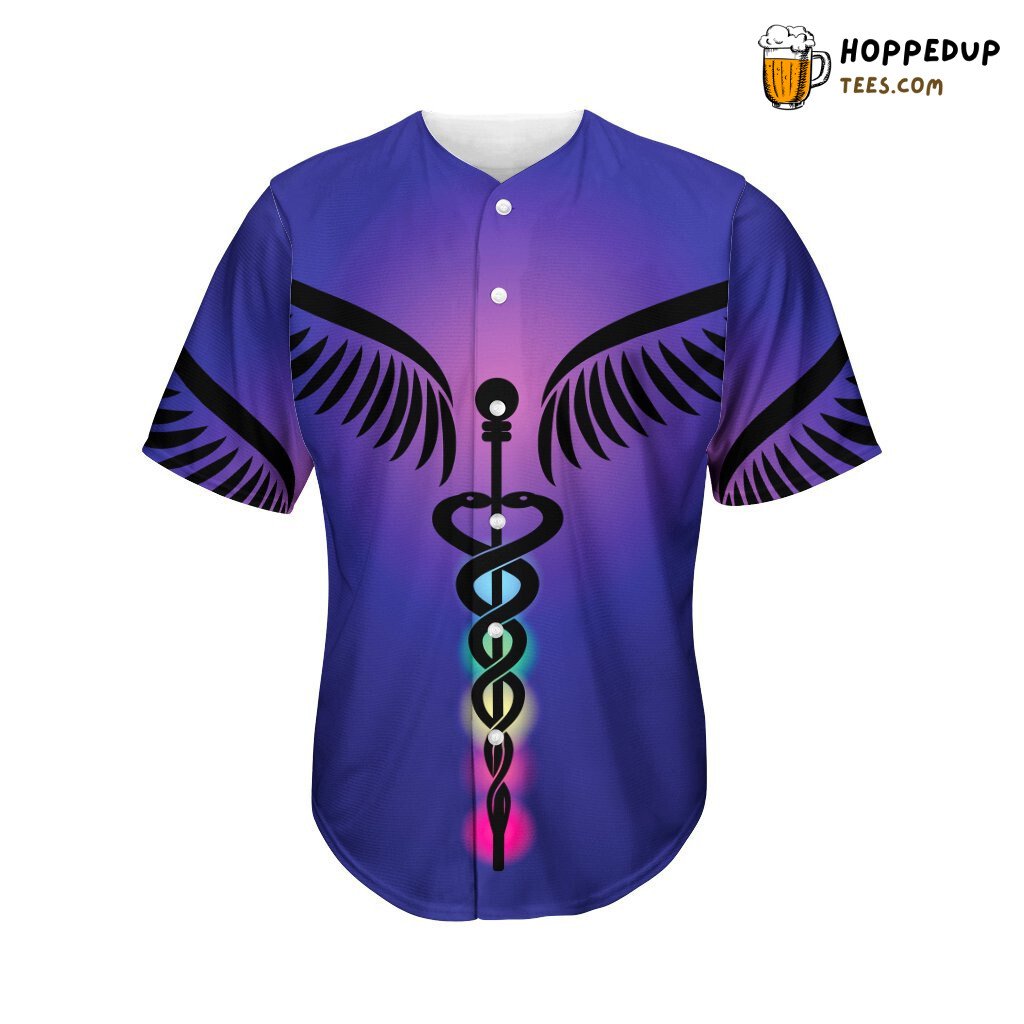 Spiritual 7 Chakras Caduceus Symbol 3D Printed Baseball Jersey