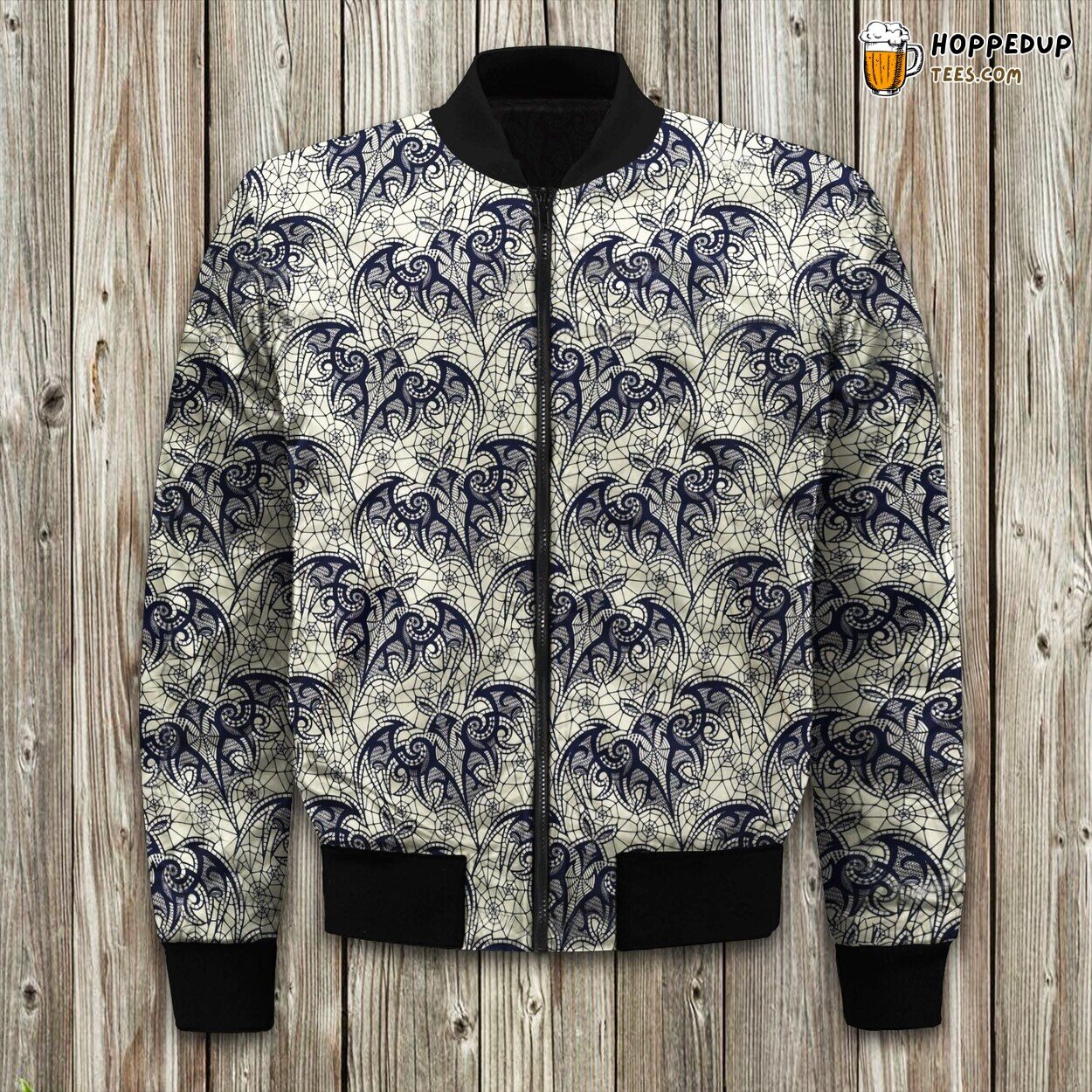 Spooky Creatures Halloween Bat Winter Bomber Jacket Premium Craft Touch Luxe