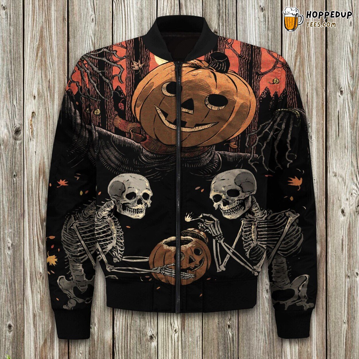 Spooky Halloween Theme Winter Bomber Jacket Festive Spirit Fashion Statement