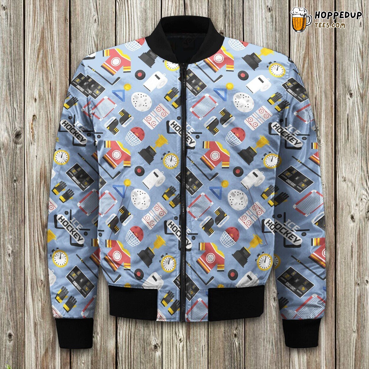 Sport Enthusiast Hockey Design Winter Bomber Jacket Elegance Luxe