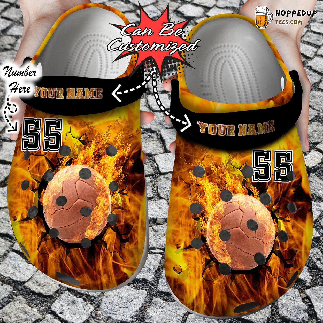 Sport Fire Volleyball Crack Ball Overlay Personalized Clog Shoes