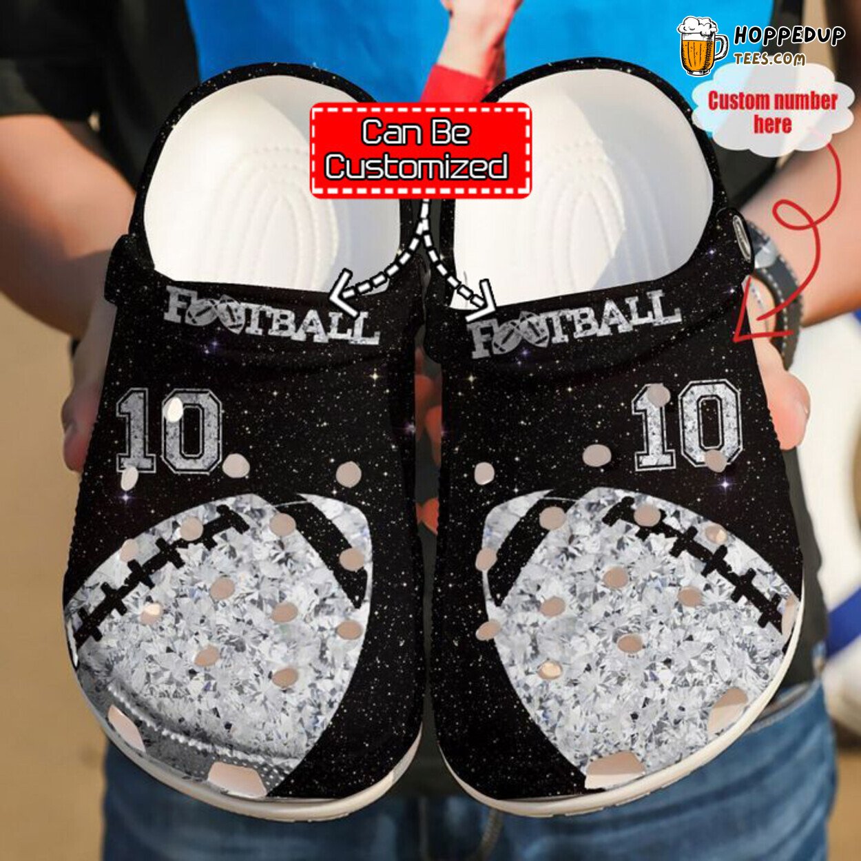 Sport Football Personalized Ball Diamond Themed Clog Shoes Unique