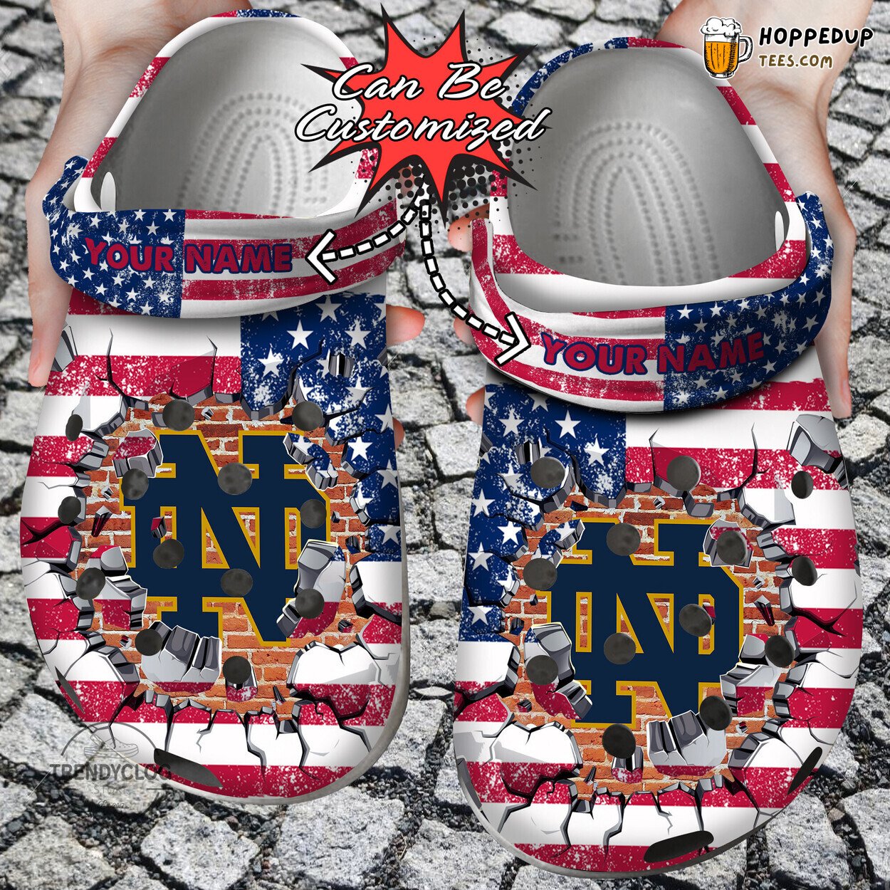 Sport ND Fighting Irish University Flag New Personalized Clogs