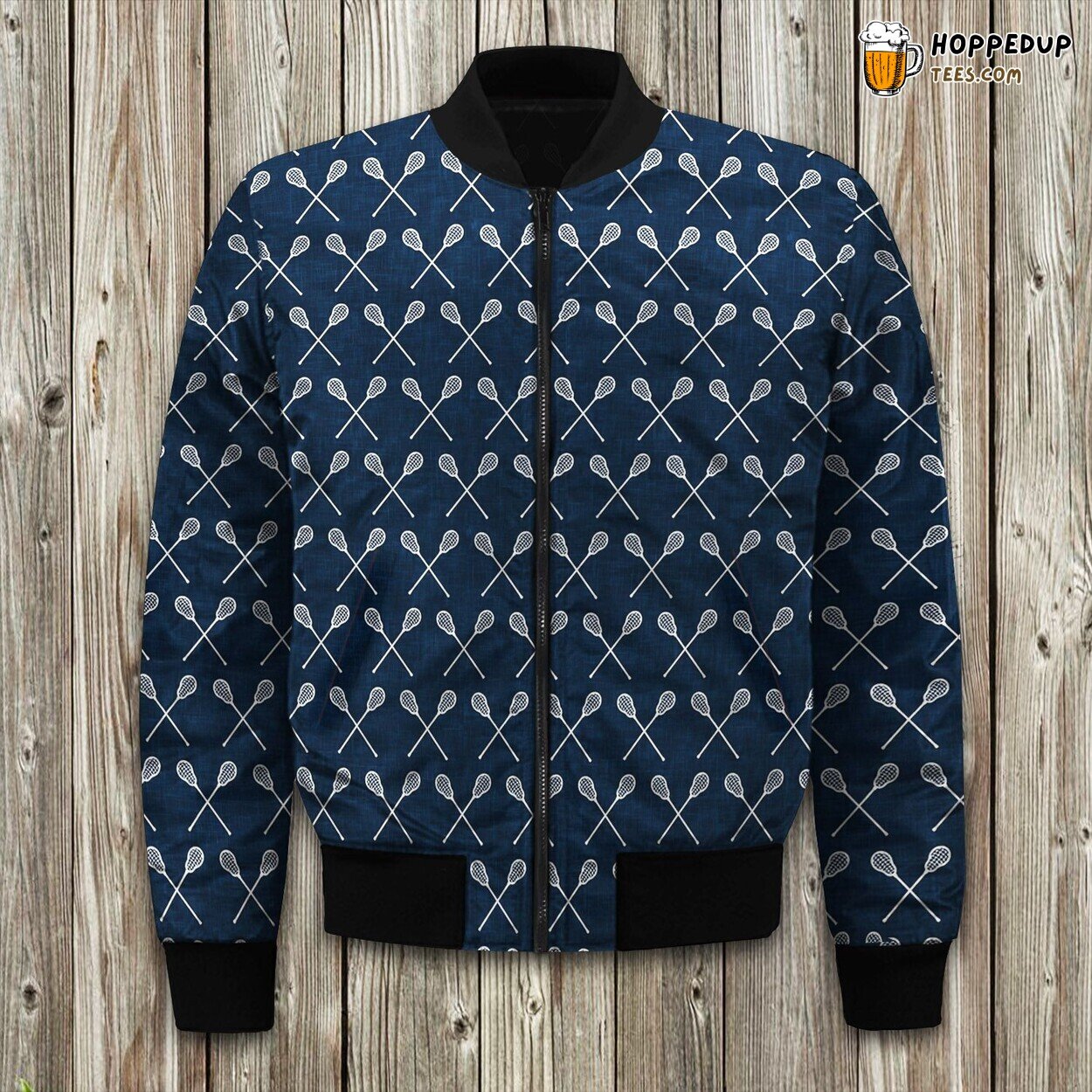 Sports Lover’s Lacrosse Theme Winter Bomber Jacket Game Day Fashion Touch