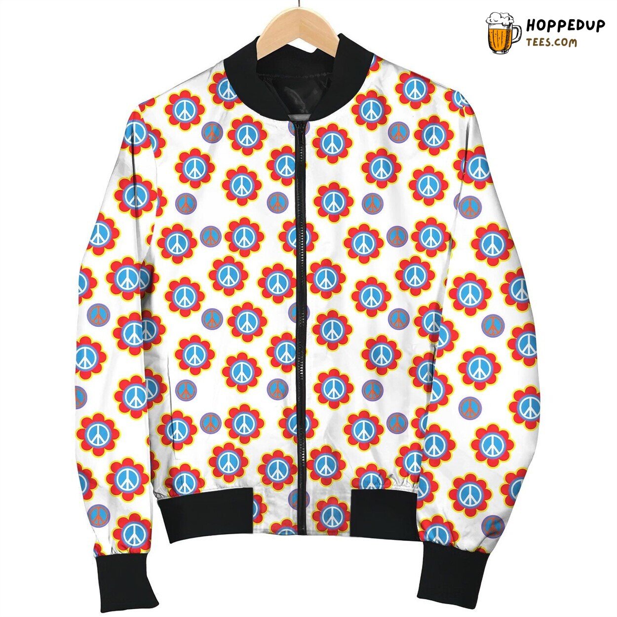 Spread Harmony Peace Flower Winter Bomber Jacket Nature’s Elegance