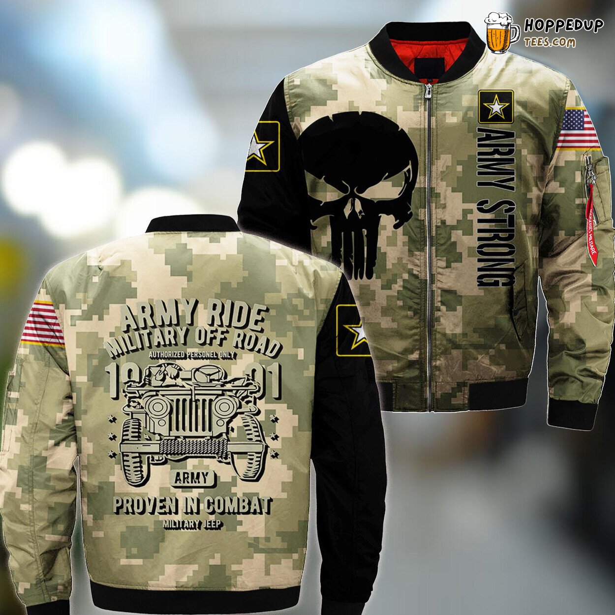 Spring Arbor University Army Ride Tribute to Off Road Military Adventures Bomber Jacket