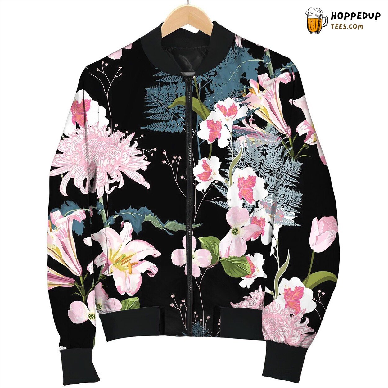 Spring Blossom Floral Seamless Pattern Bomber Jacket