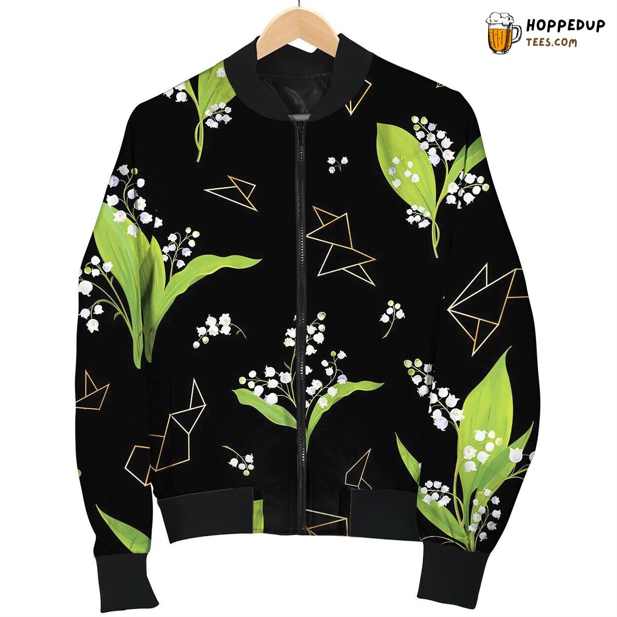 Spring Floral Seamless Pattern With Lily Flowers Bomber Jacket