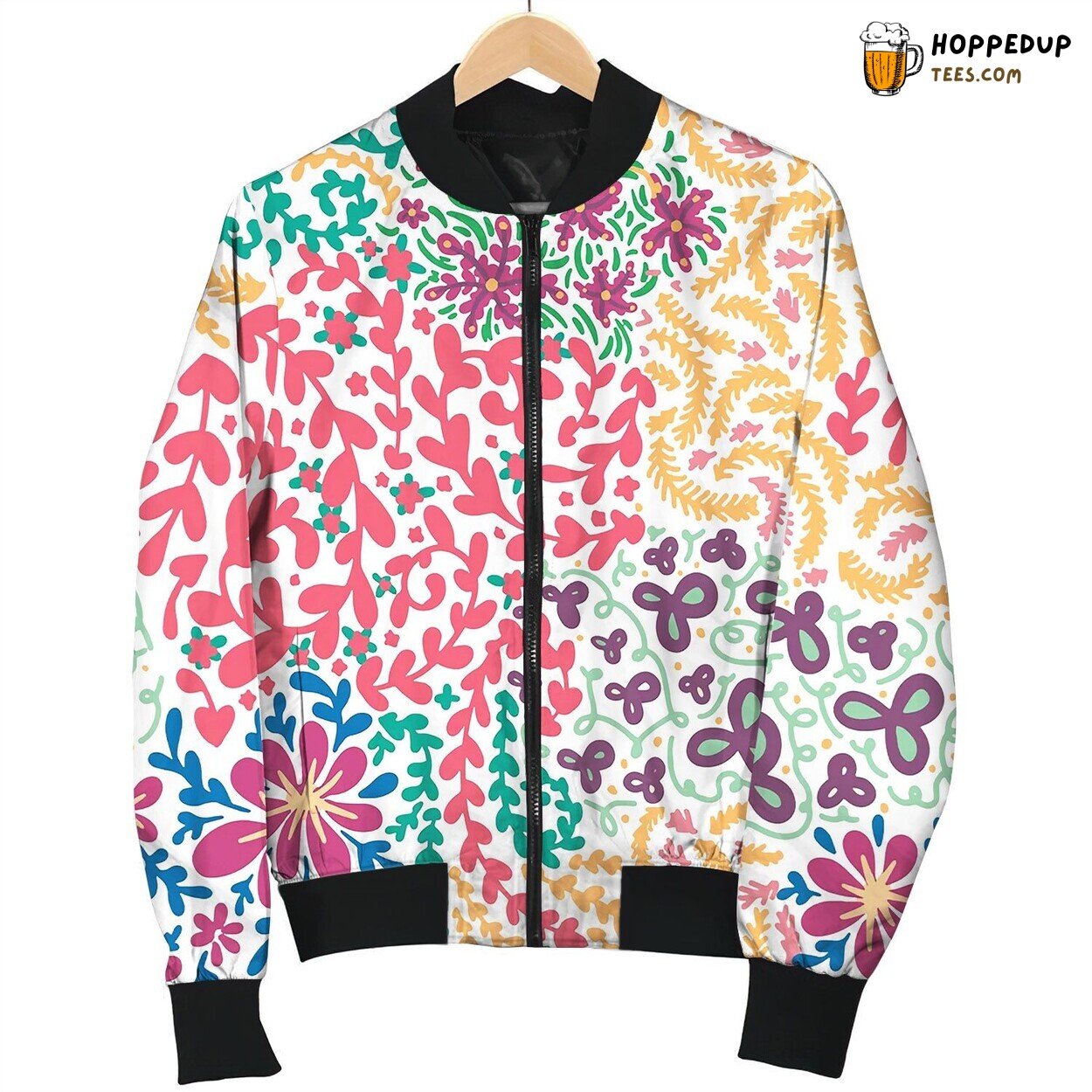 Spring Or Summer Flowers Blooming Seamless Bomber Jacket