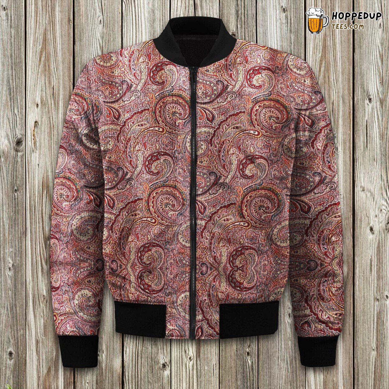 Spruce Paisley Design Red Multicolor Winter Bomber Jacket Stylish Wear