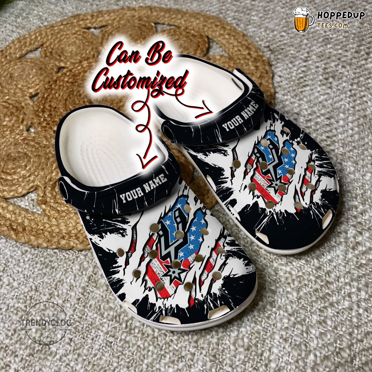 Spurs SA Spurs Basketball Ripped American Flag Clogs