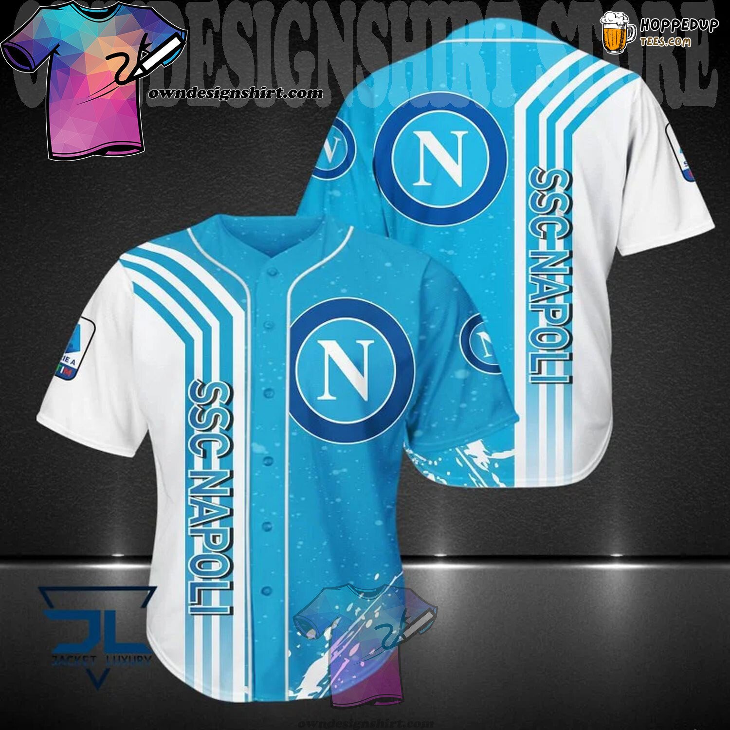 SSC Napoli White Blue Baseball Jersey V14 Unisex Shirt