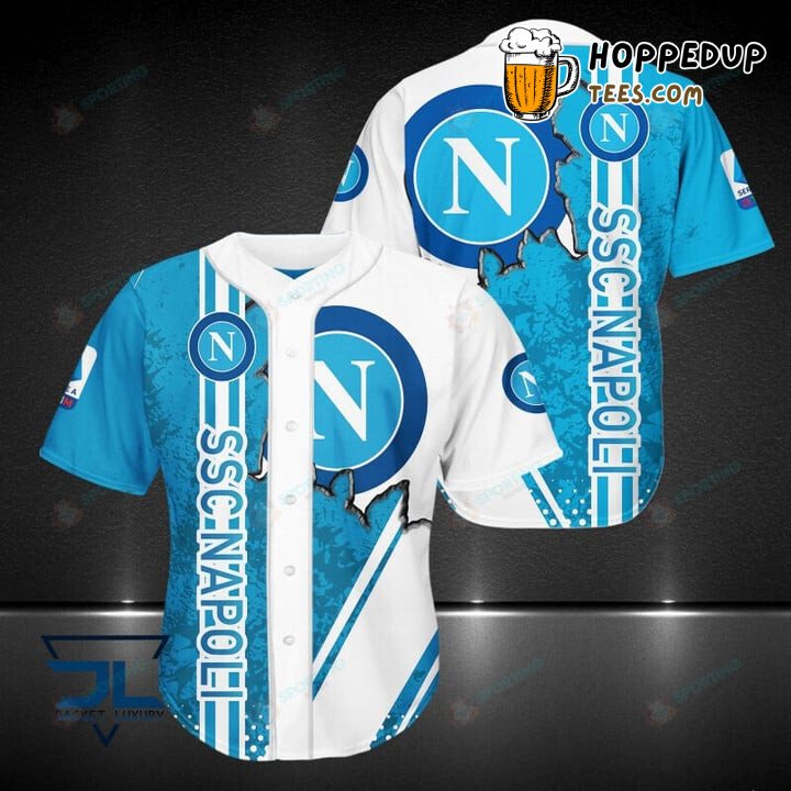 SSC Napoli White Blue Scratch Baseball Jersey Unisex Shirt