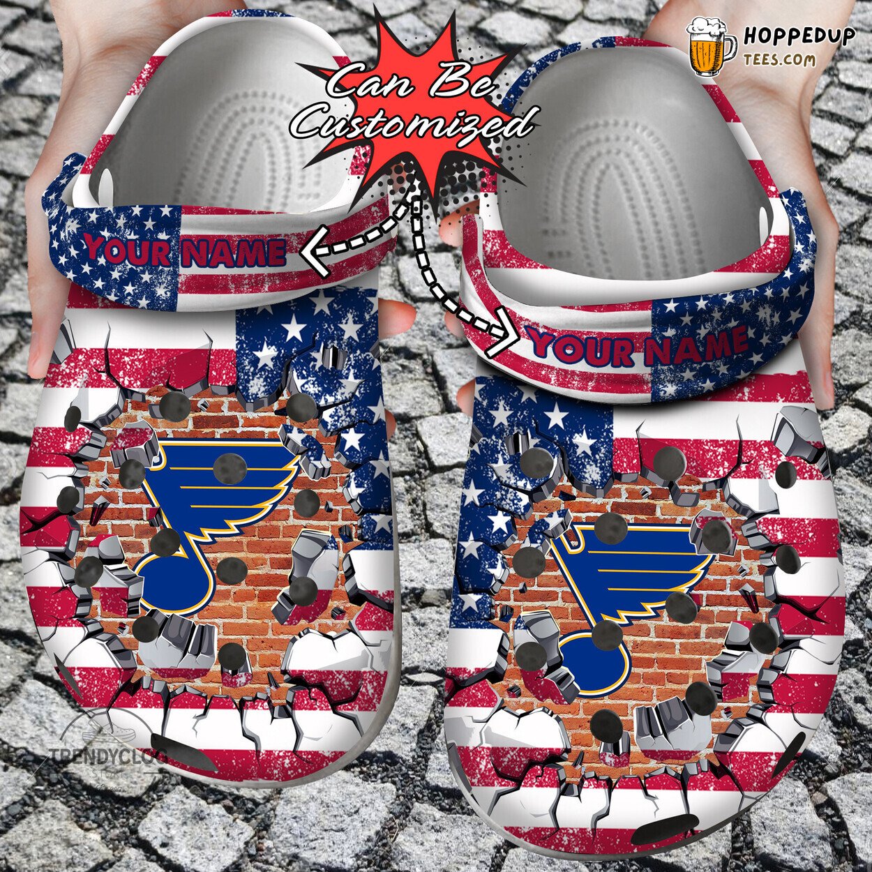 St Louis Blues Hockey American Flag Wall Breaking Personalized Clogs