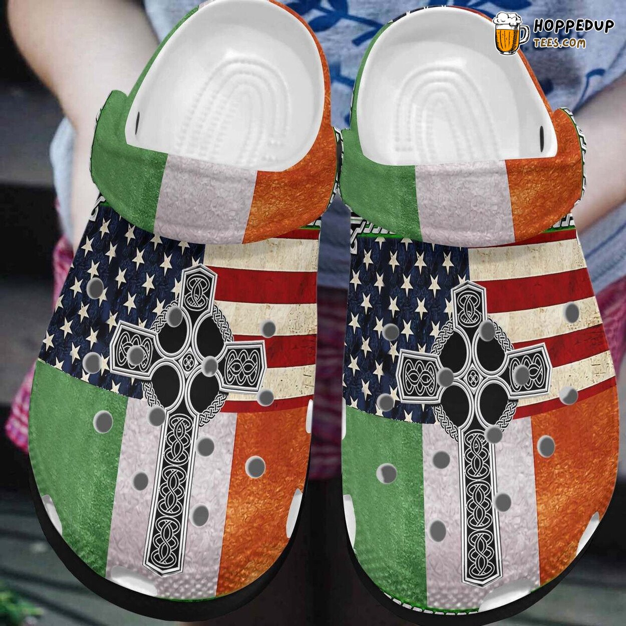 St Patricks Day American Flag Christian Cross Irish Themed Shoes Design