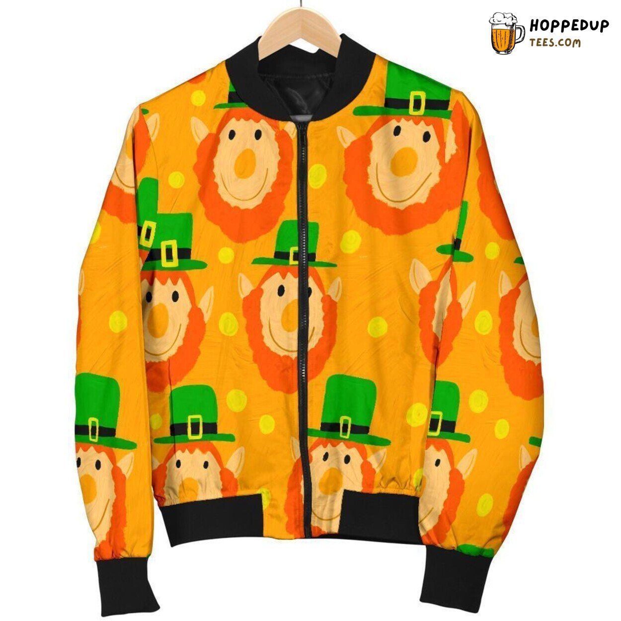 St Patricks Day Leprechaun Essence Men’s Bomber Jacket Unique Pattern Display