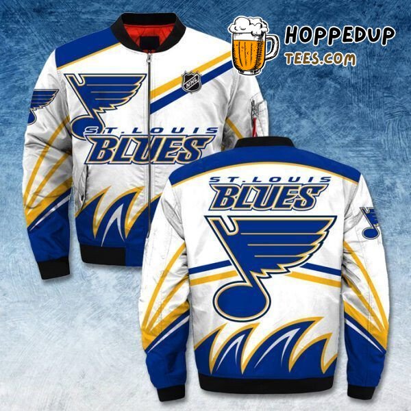 St. Louis Blues NHL Pristine White Support Bomber Jacket Fit