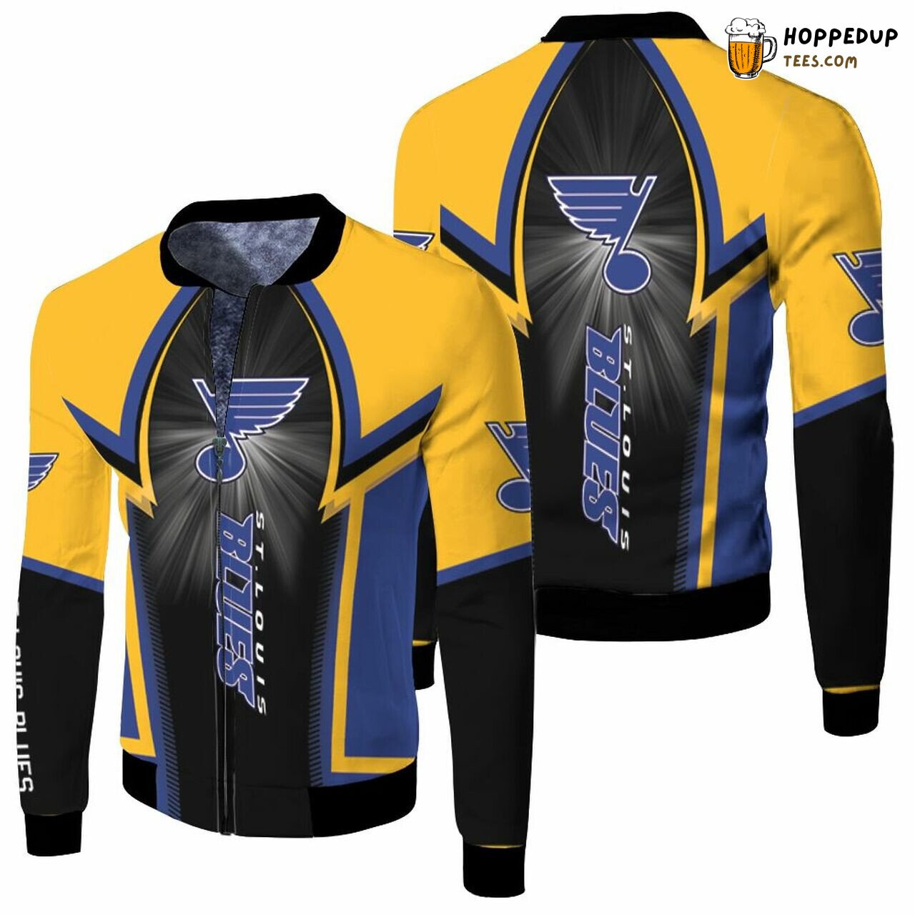St. Louis Blues NHL Vibrant Yellow Black Bomber Jacket Edge