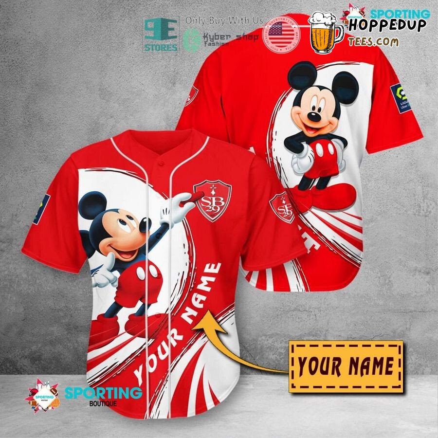 Stade Brestois 29 Custom Name Mickey Mouse Baseball Jersey Unisex Shirt