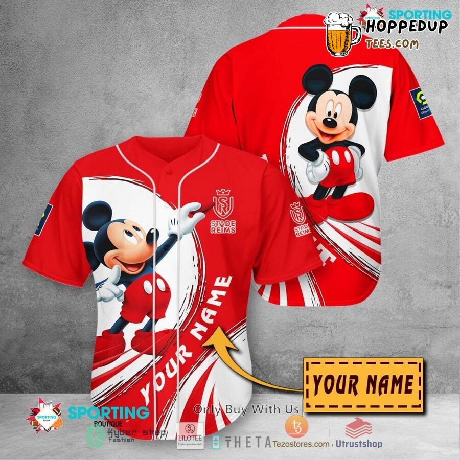 Stade de Reims Custom Name Mickey Mouse Baseball Jersey Unisex Shirt