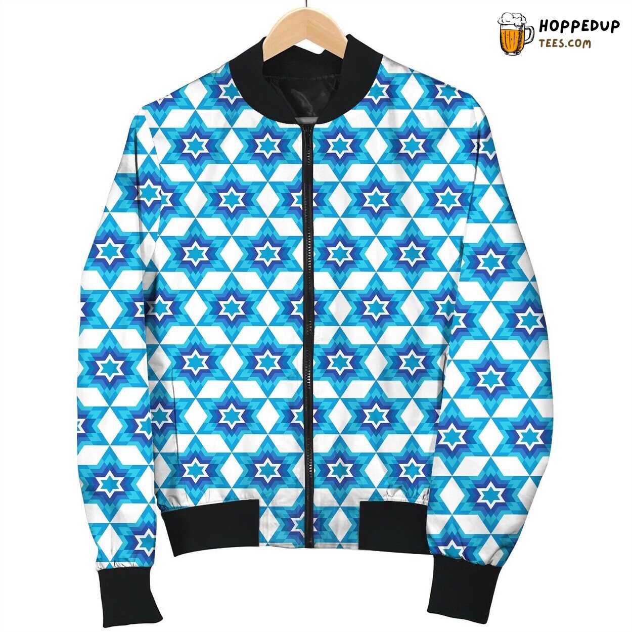 Star Of David Pattern Bomber Jacket