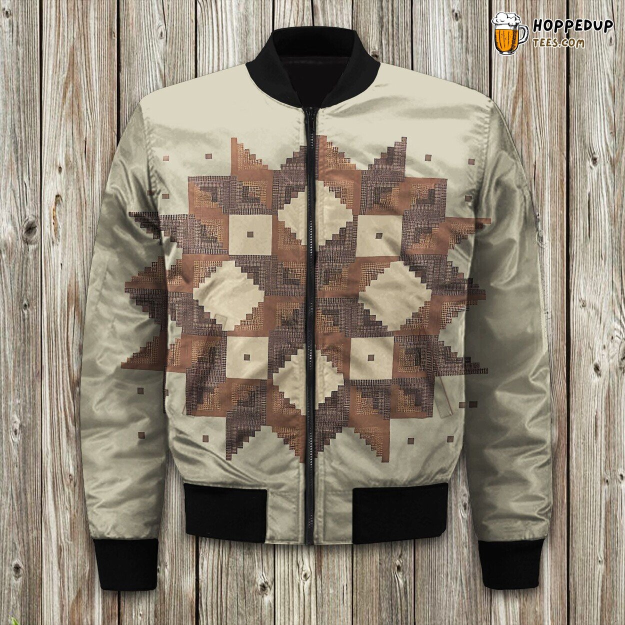 Star Patchwork Chambray Winter Jacket Bomber Unique Collection Design