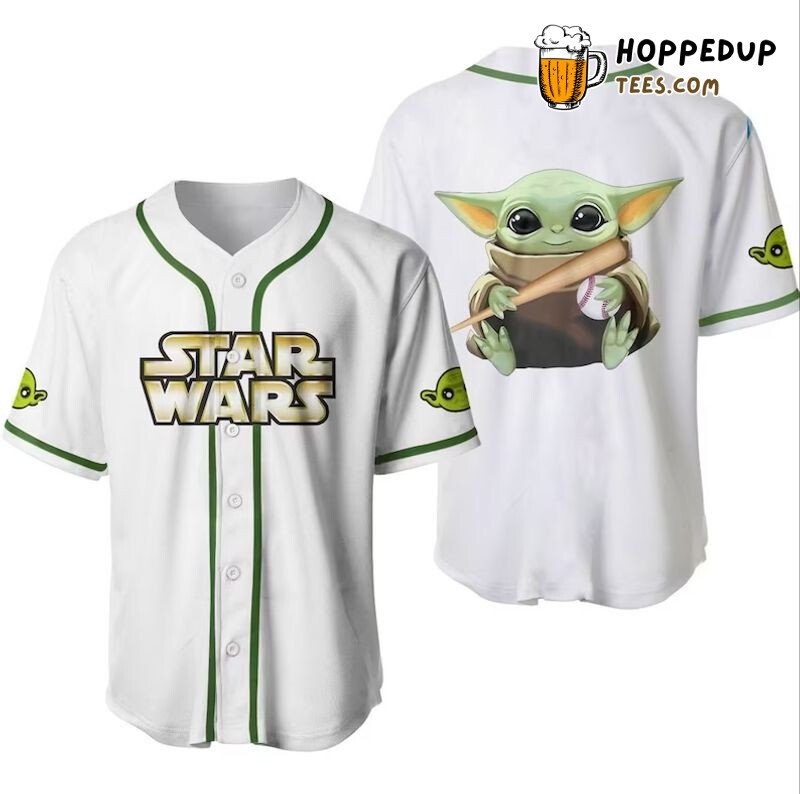 Star Wars Baby Yoda All Over Print 3D Unisex Baseball Jersey White Unisex Jersey Shirt