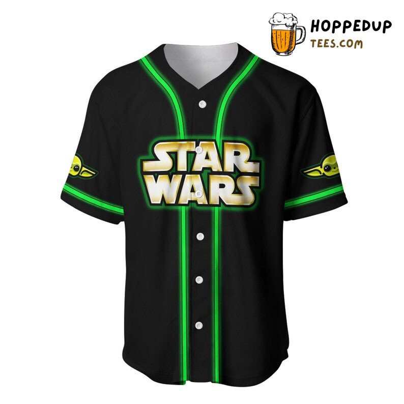 Star Wars Baby Yoda All Over Print Baseball Jersey Black Unisex Jersey Shirt