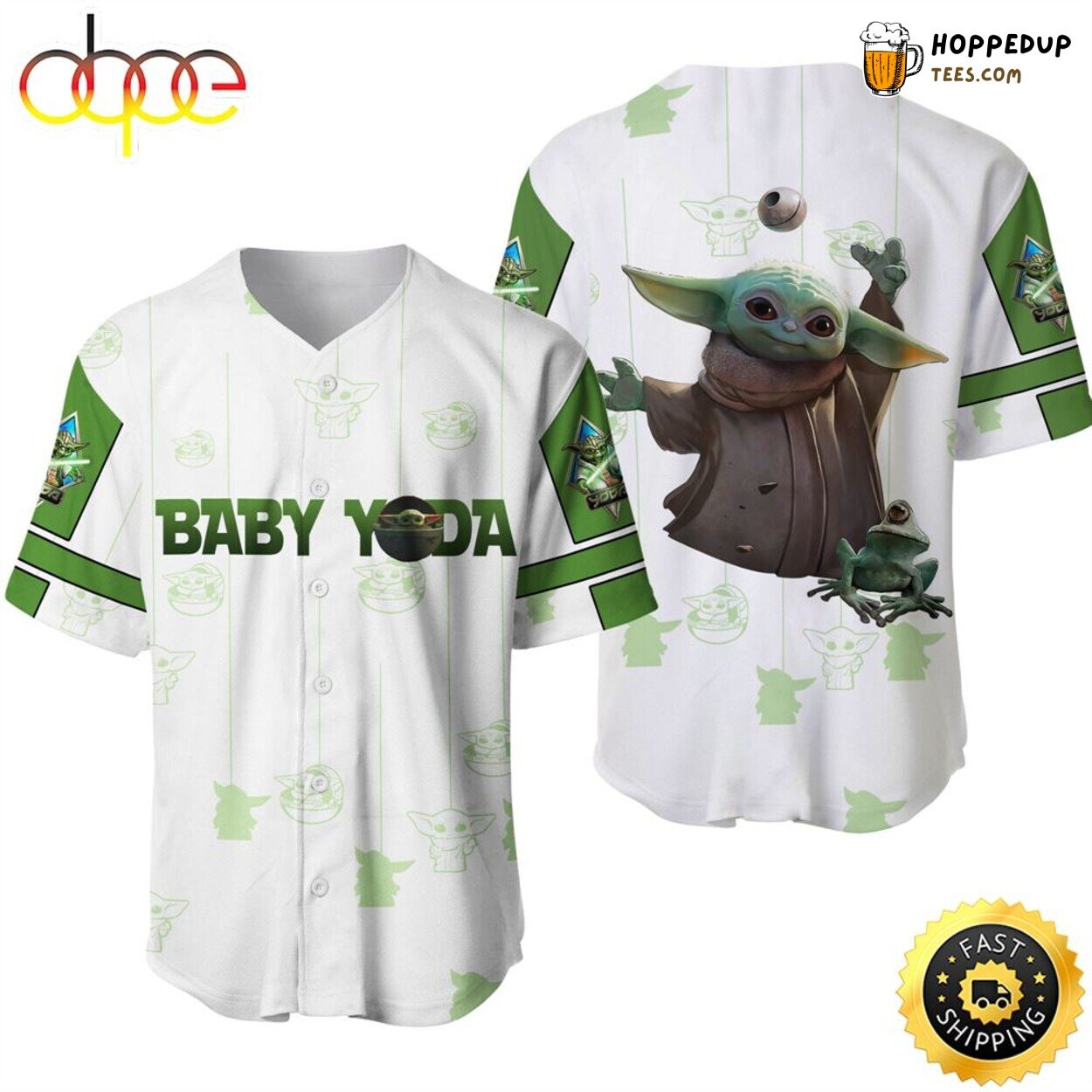 Star Wars Baby Yoda Green Disney Patterns Baseball Jersey Shirt Style