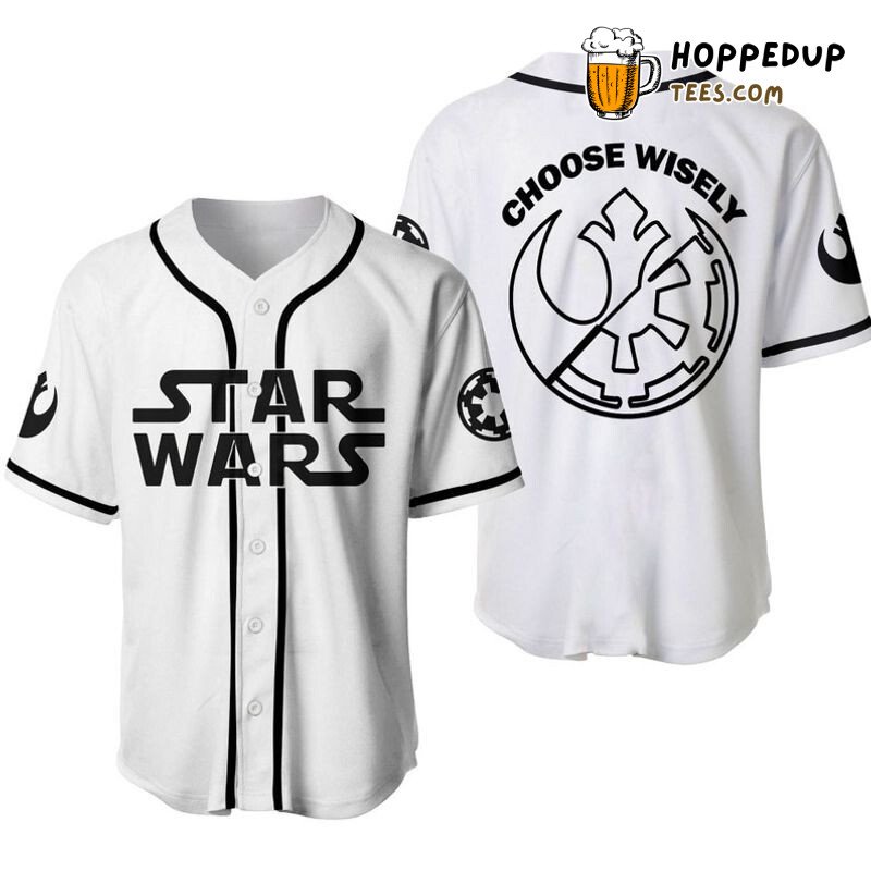 Star Wars Choose Wisely All Over Print 3D Baseball Jersey White Unisex Jersey Shirt