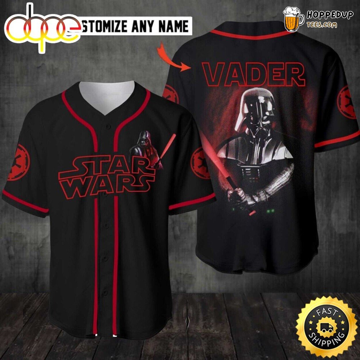 Star Wars Lovers Darth Vader Personalized 3D Printed Baseball Jersey