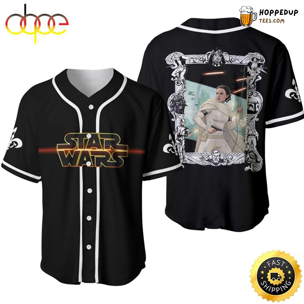 Star Wars Padme Amidala Disney Black Baseball Jersey Authentic Design
