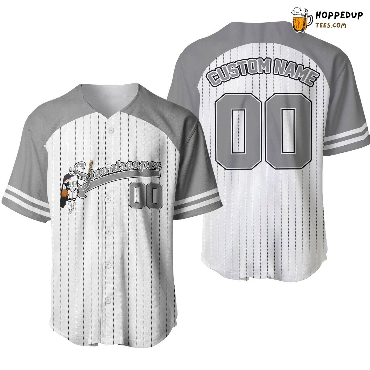Star Wars Striped Gray White Customized Baseball Jersey Premium