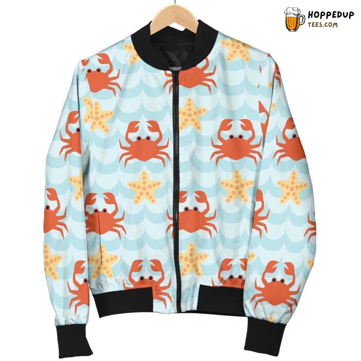 Starfish Dancing with Crab Men’s Bomber Jacket Unique Pattern Design Art Starfish Dancing with Crab Men’s Bomber Jacket Unique Pattern Design Art