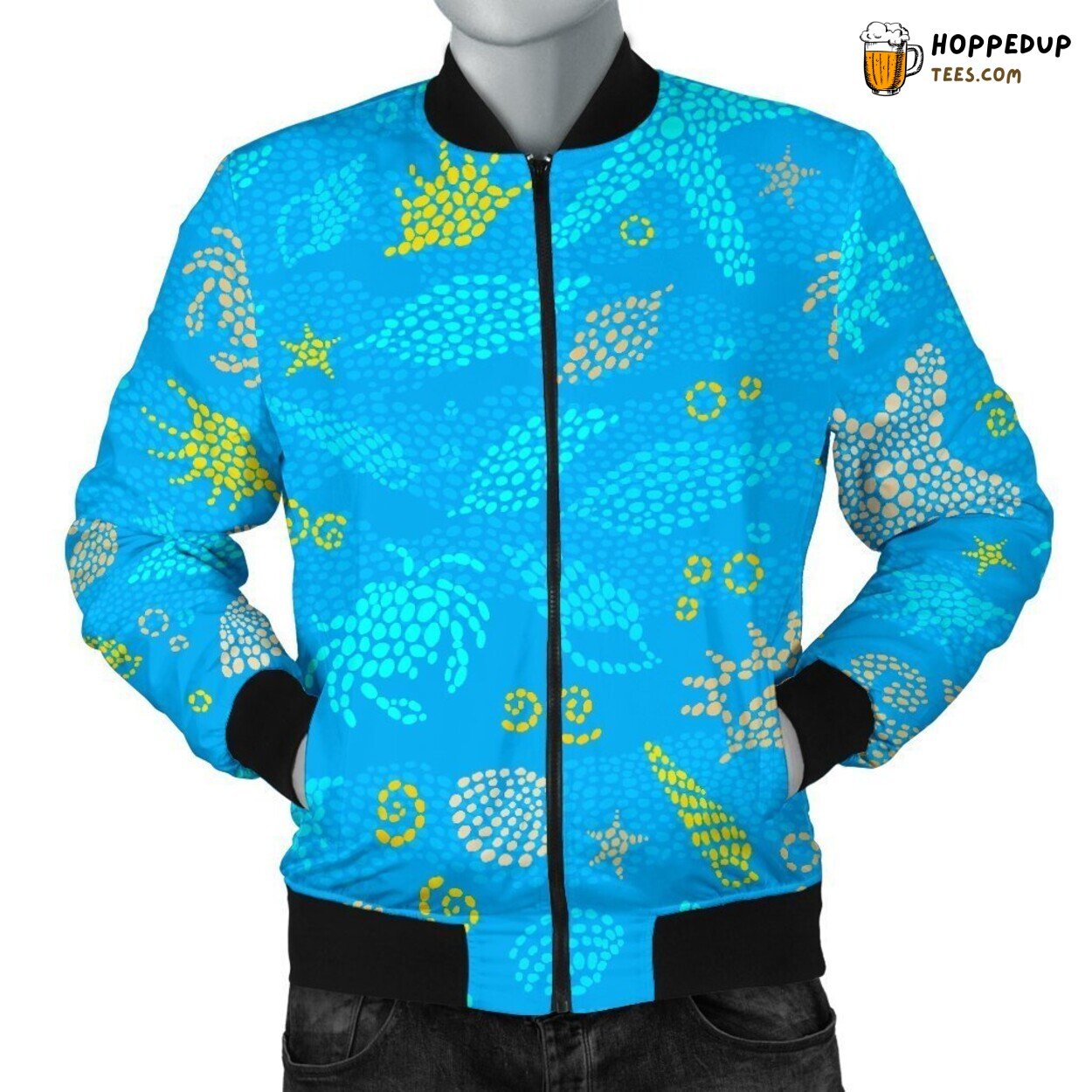 Starfish Ocean Depths Men’s Bomber Jacket Marine Life Artistic Design Display