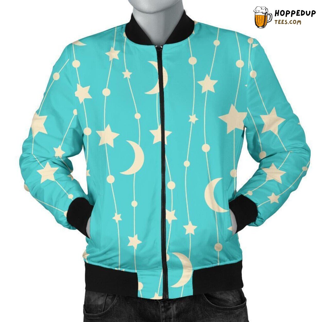 Starlight Moonbeam Essence Men’s Bomber Jacket Distinct Pattern Design Art