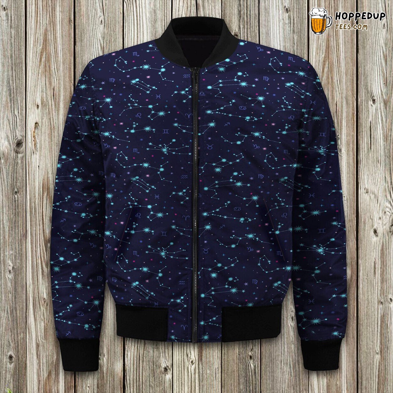 Starry Constellation Theme Winter Bomber Jacket Luxuriously Padded Comfort