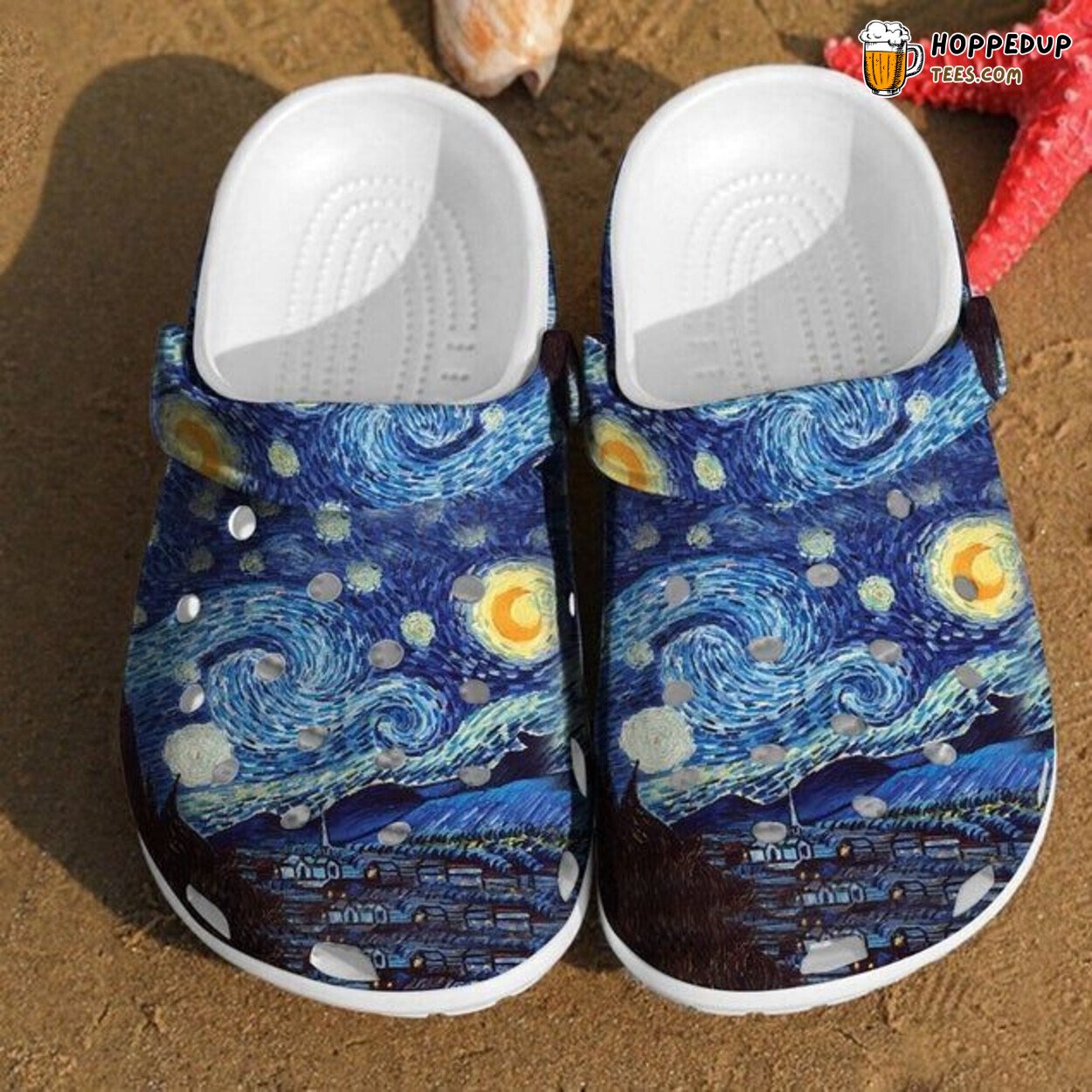 Starry Night Vincent Van Gogh Painting Inspired Rubber Clog Shoes Comfy