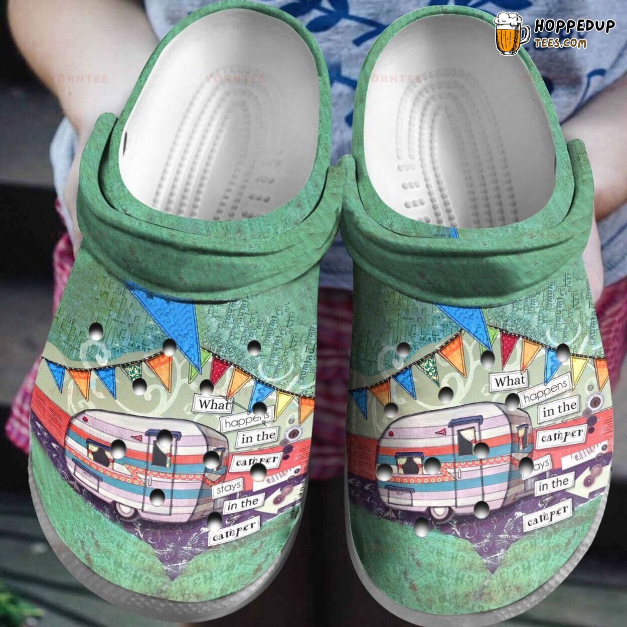 Stay In The Camper Camping Fire Themed Rubber Clog Shoes Comfortable