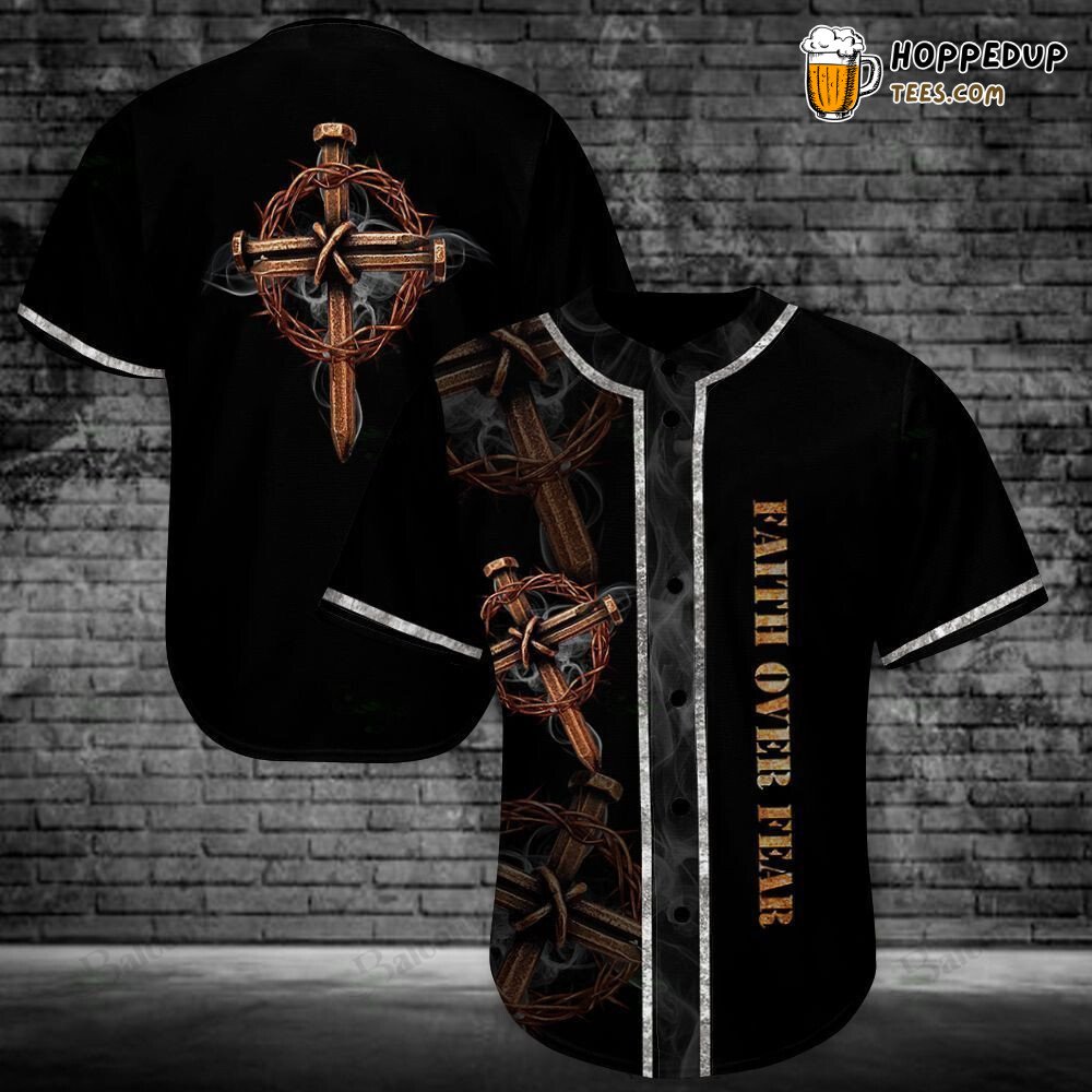 Steadfast Belief Jesus Over Fear Emblem Baseball Jersey Courageous Faith