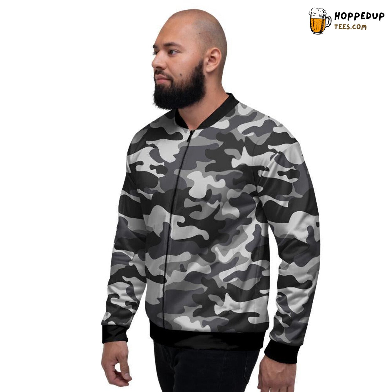 Stealthy Grey Camouflage Pattern Men’s Bomber Jacket Urban Jungle Aesthetics