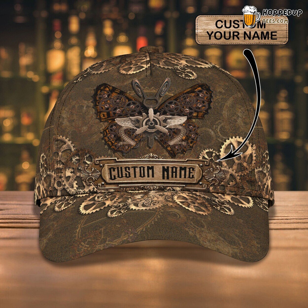 Steampunk Butterfly Elegance 3D Classic Cap Personalized Unique Name